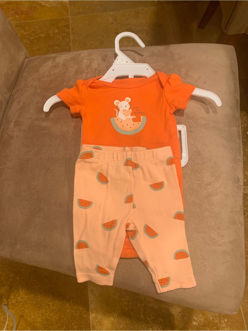 Orange Watermelon Onesie and Legging Set for Newborn Baby